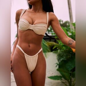 Belle the Label Cream Bikini Set (Bare High-Cut Bottoms) - Size M